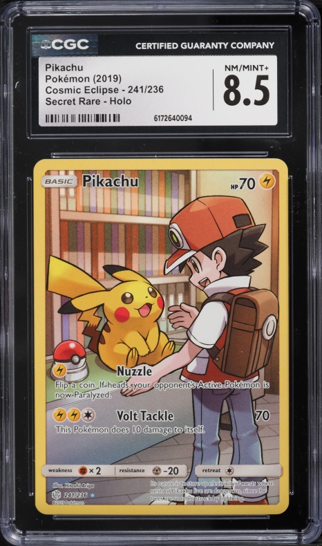 2019 Pokemon Sun & Moon Cosmic Eclipse SEC Pikachu #241 CGC 8.5 NM-MT+