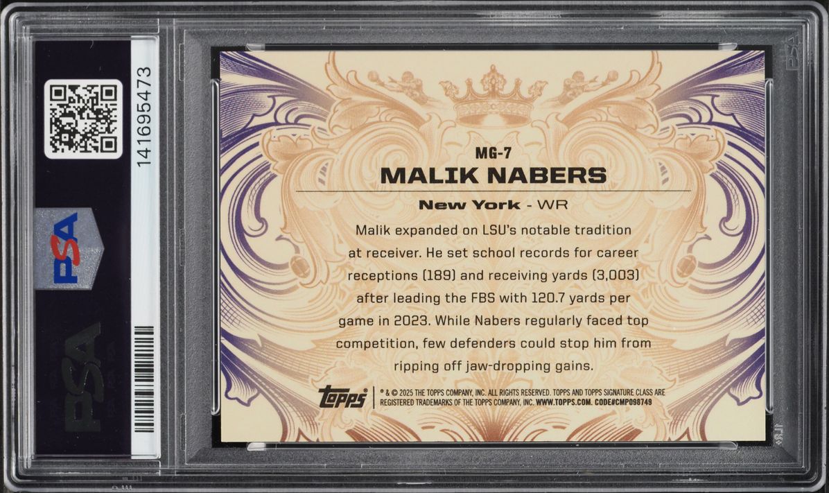 2024 Topps Signature Class Monarchs Of The Game Malik Nabers ROOKIE #MG-7 PSA 10 GEM MINT
