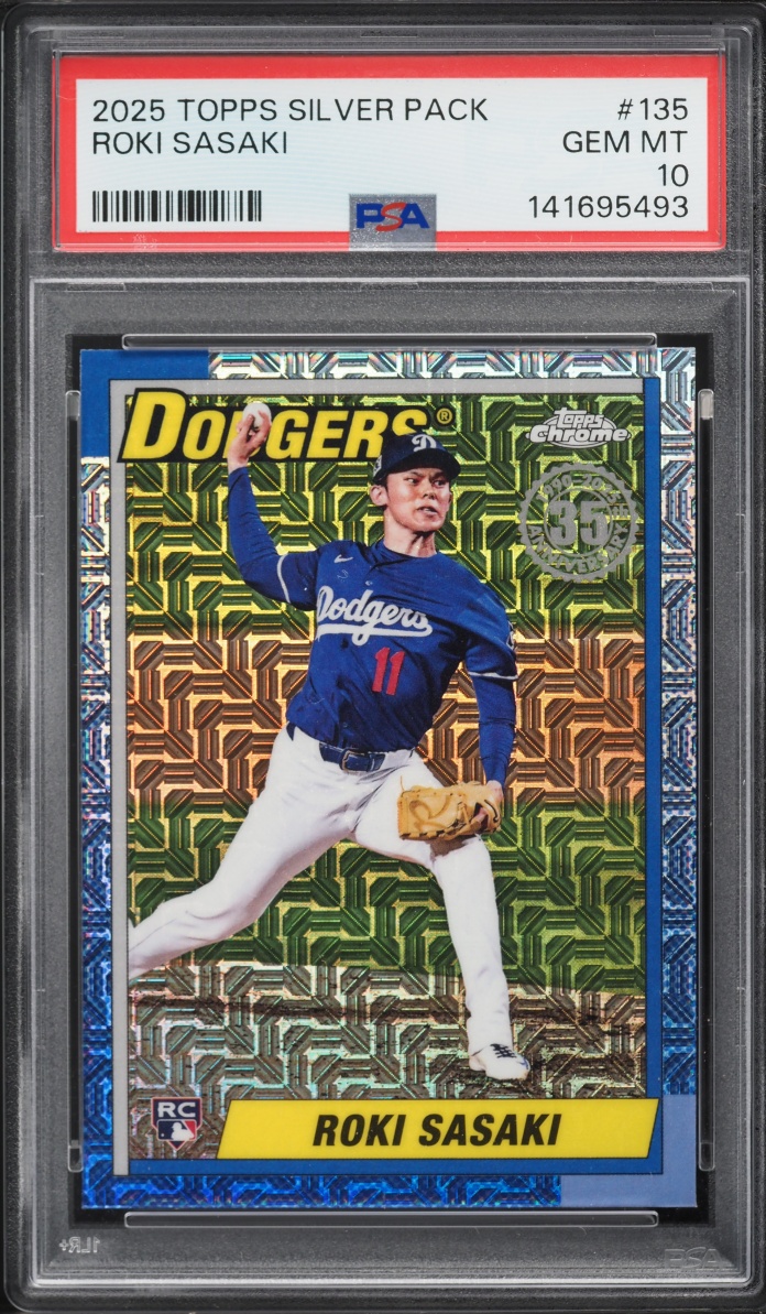 2025 Topps Chrome Silver Pack '90 Roki Sasaki ROOKIE #T90C-135 PSA 10 GEM MINT