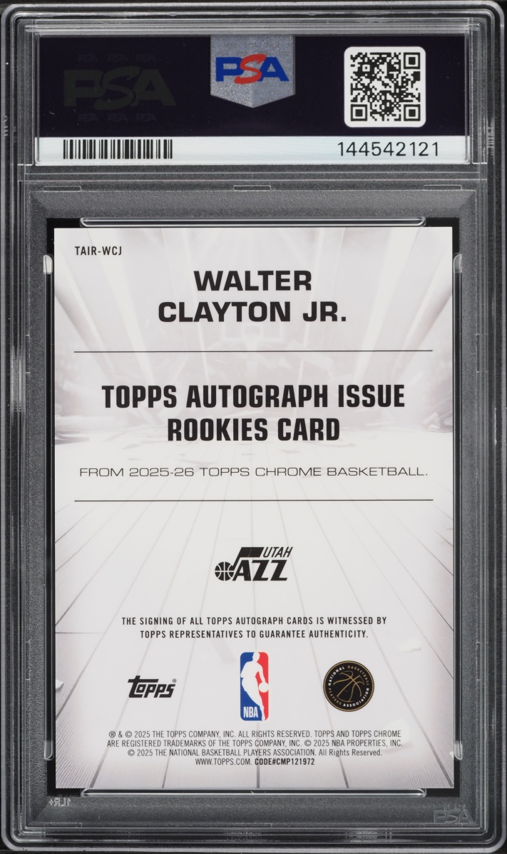 2025 Topps Chrome Issue Gold Refractor Walter Clayton Jr. ROOKIE AUTO /50 #TAIR-WCJ PSA 9 MINT