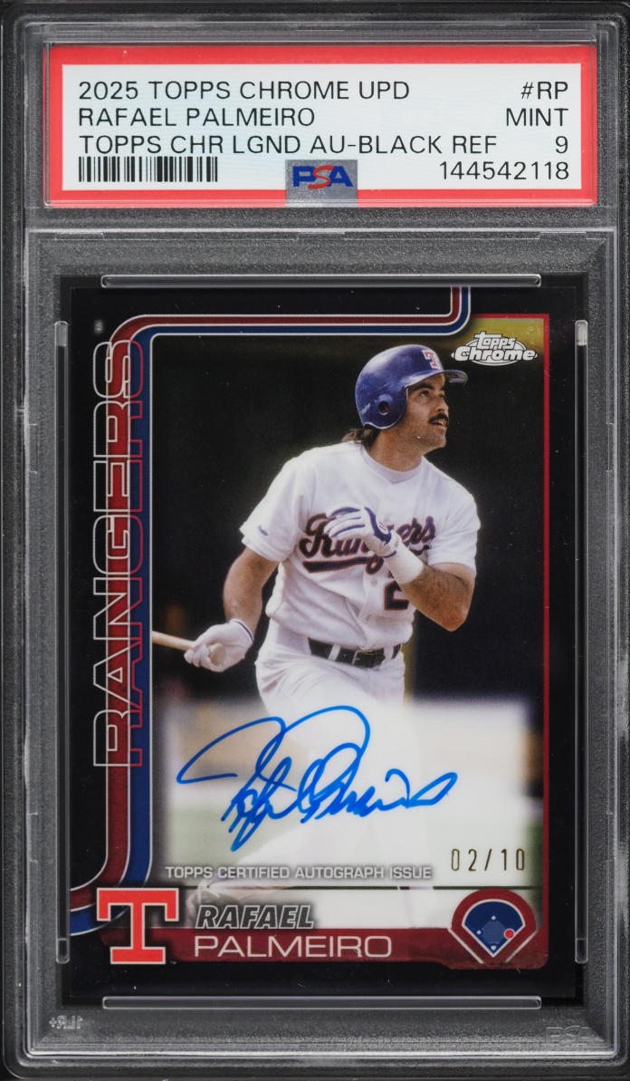 2025 Topps Chrome Update Legends Black Refractor Rafael Palmeiro AUTO /10 #CLA-RP PSA 9 MINT