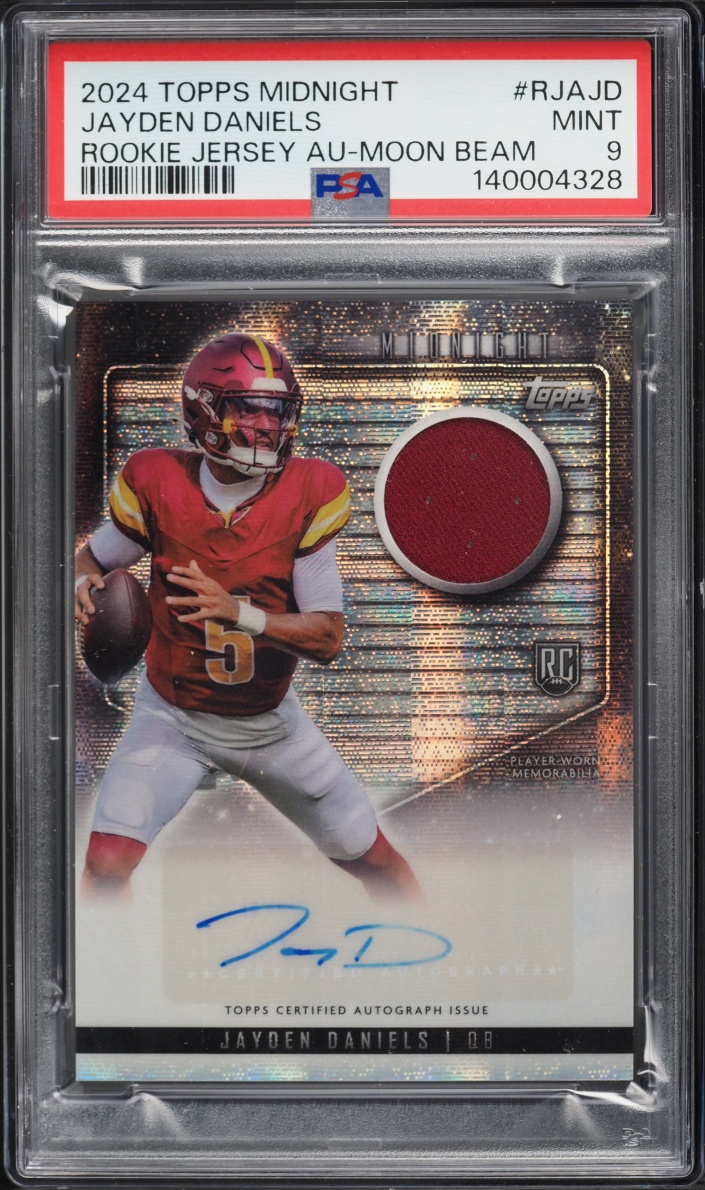 2024 Topps Midnight Jersey Moon Beam Jayden Daniels ROOKIE PATCH AUTO #RJA-JD PSA 9 MINT
