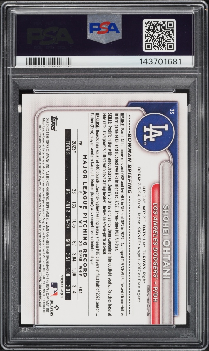 2024 Bowman Shohei Ohtani #33 PSA 9 MINT