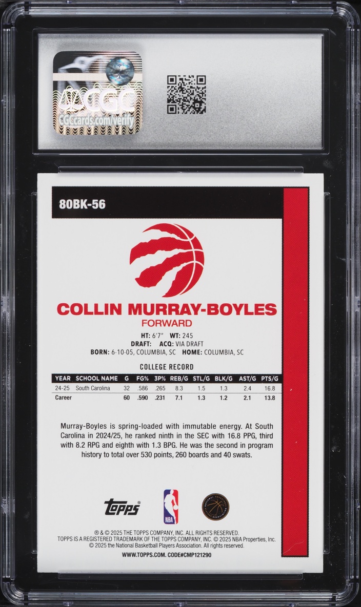 2025 Topps '80 Pink Collin Murray-Boyles ROOKIE #80BK-56 CGC 10 GEM MINT
