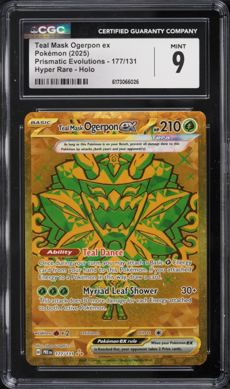 2025 Pokemon SV Prismatic Evolutions Gold Rare Teal Mask Ogerpon ex #177 CGC 9 MINT