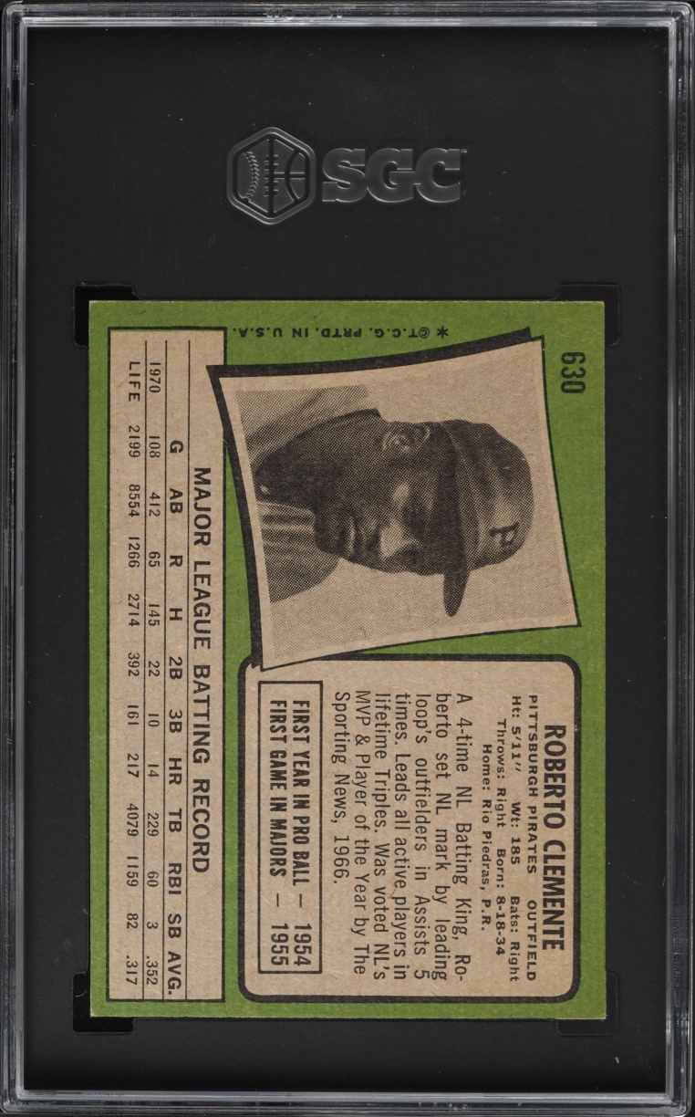 1971 Topps Roberto Clemente #630 SGC 5.5 EX+
