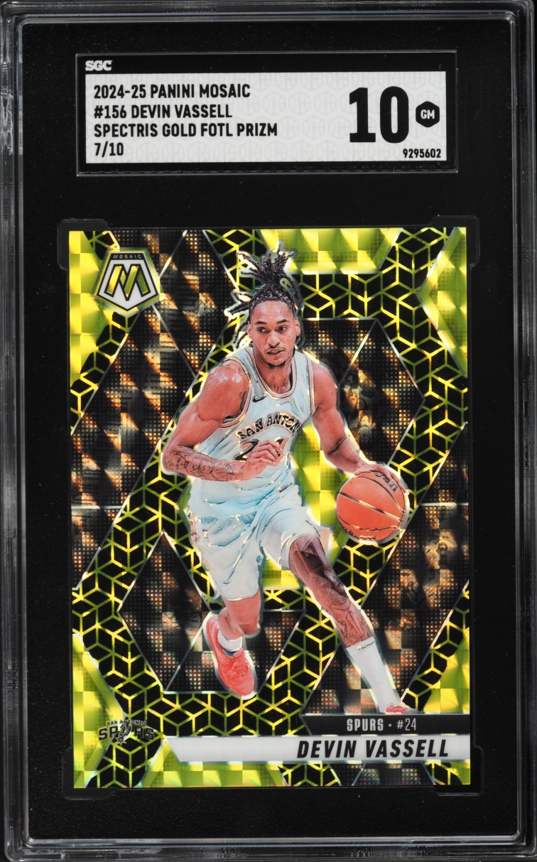 2024 Panini Mosaic Spectris Gold FOTL Prizm Devin Vassell /10 #156 SGC 10 GEM MINT