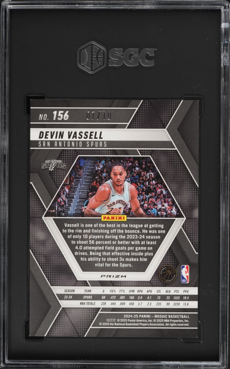 2024 Panini Mosaic Spectris Gold FOTL Prizm Devin Vassell /10 #156 SGC 10 GEM MINT