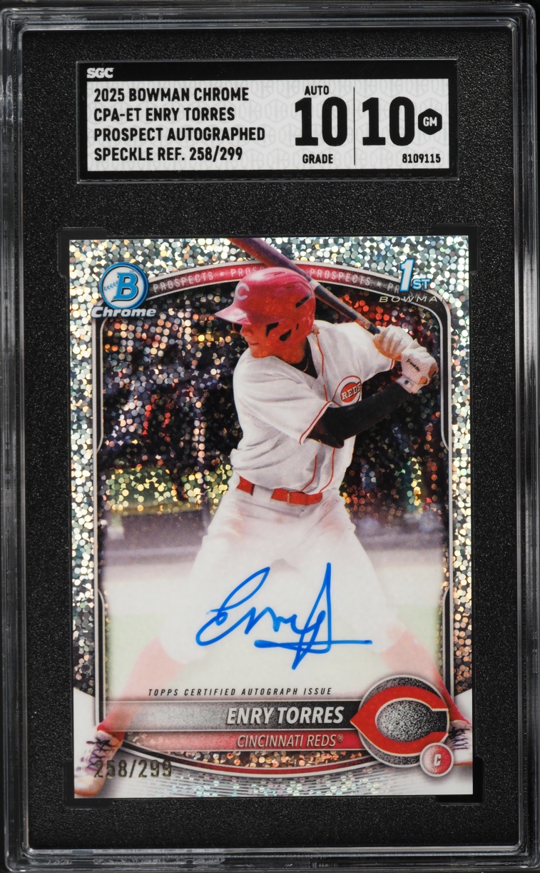 2025 Bowman Chrome Speckle Refractor Enry Torres PROSPECT AUTO /299 #CPA-ET SGC 10 GEM MINT
