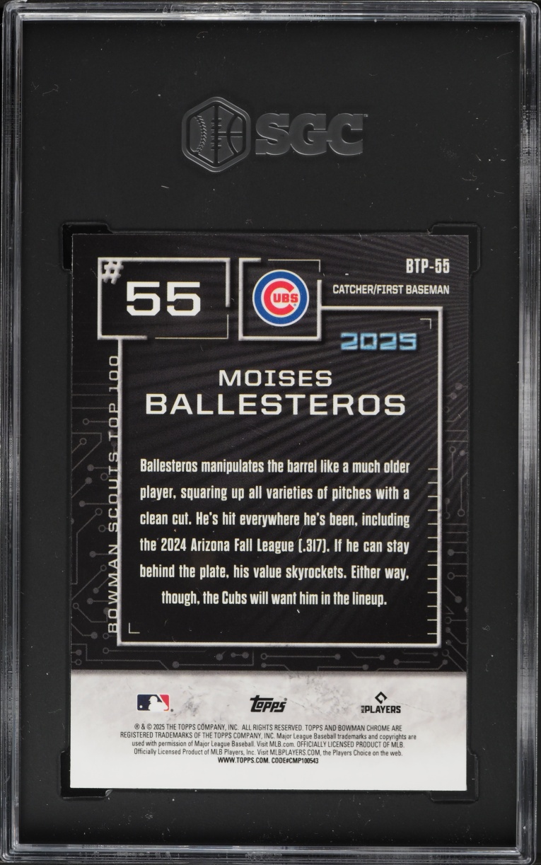 2025 Bowman Scout's Top 100 Mini Diamond Refractor Moises Ballesteros ROOKIE /150 #55 SGC 9.5