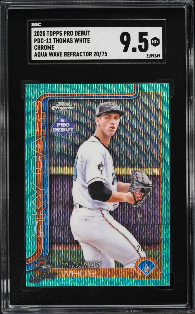 2025 Topps Chrome Pro Debut Aqua Wave Refractor Thomas White PROSPECT /75 #PDC-11 SGC 9.5 MINT+