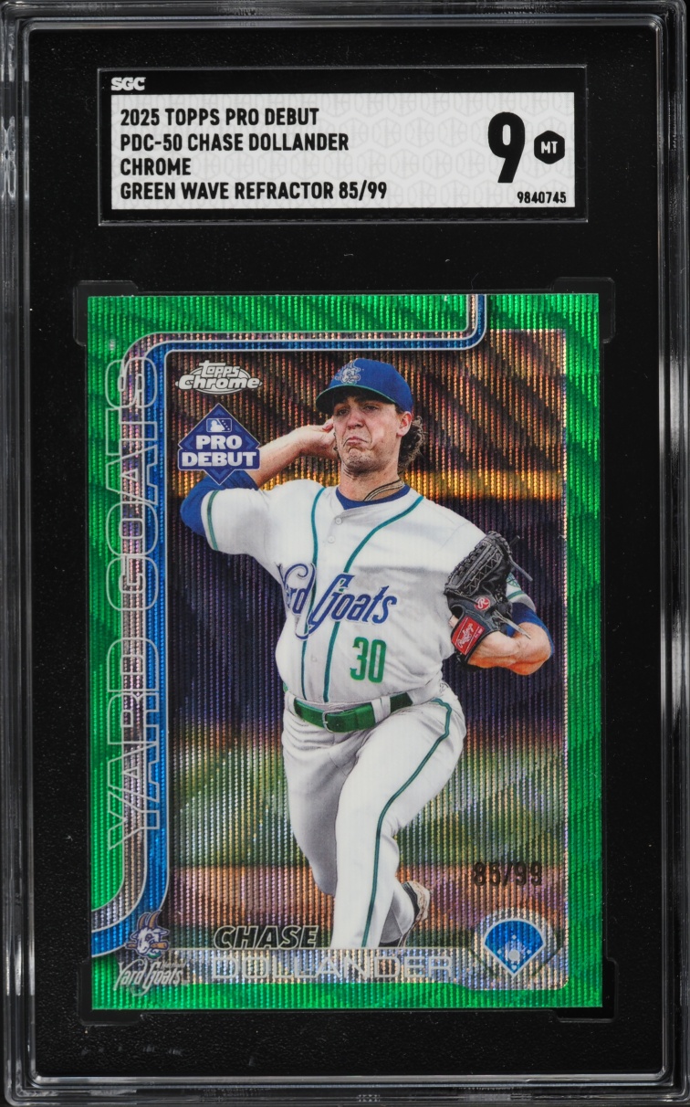 2025 Topps Chrome Pro Debut Green Wave Refractor Chase Dollander PROSPECT /99 #PDC50 SGC 9 MINT