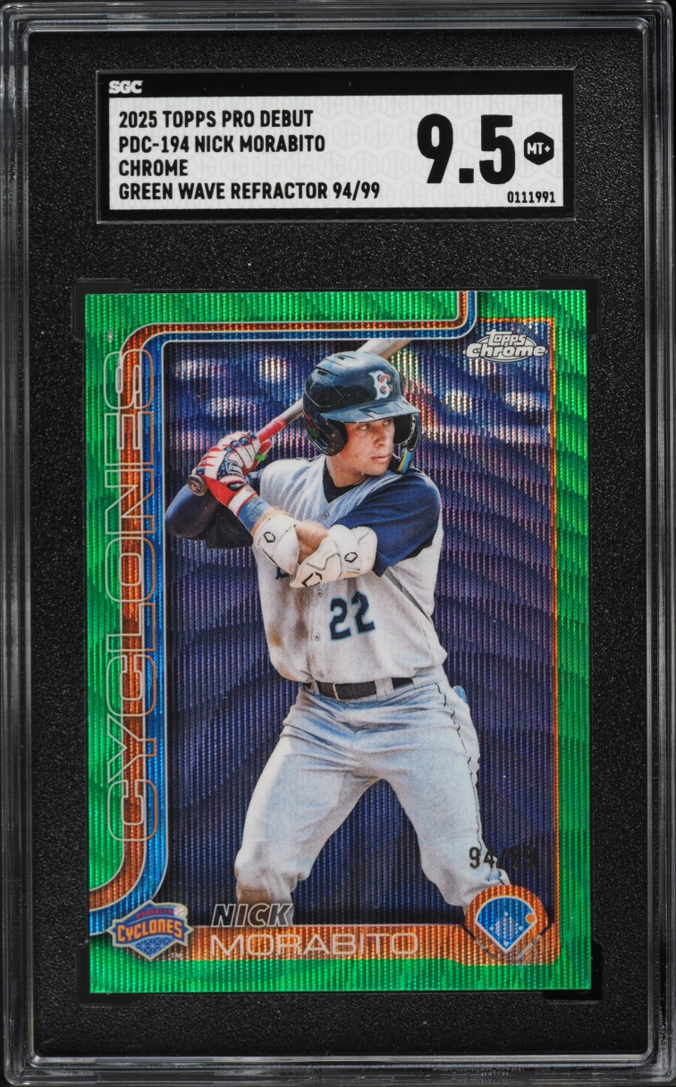 2025 Topps Chrome Pro Debut Green Wave Refractor Nick Morabito /99 #PDC-194 SGC 9.5 MINT+