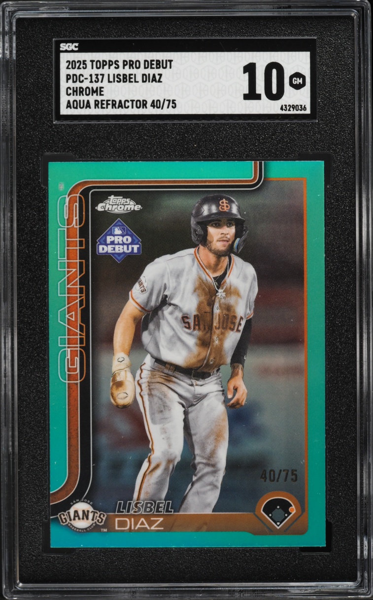 2025 Topps Chrome Pro Debut Aqua Refractor  Lisbel Diaz /75 #PDC-137 SGC 10 GEM MINT