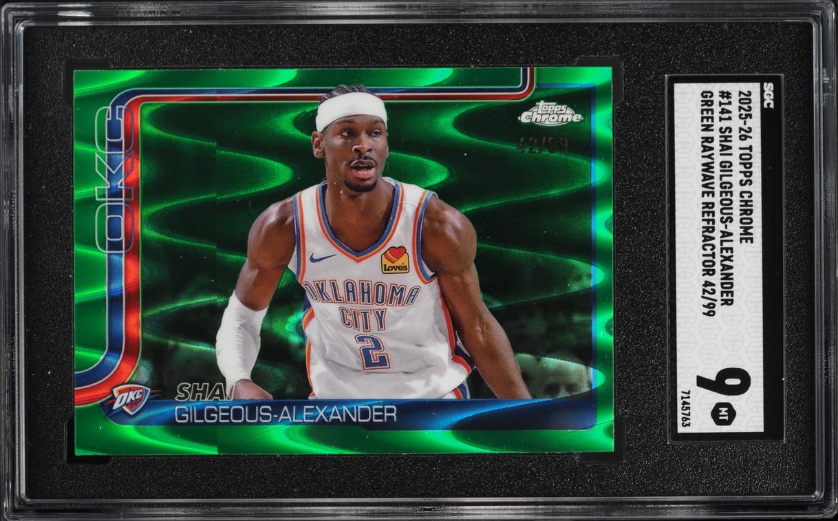 2025 Topps Chrome Green Raywave Refractor Shai Gilgeous-Alexander /99 #141 SGC 9 MINT