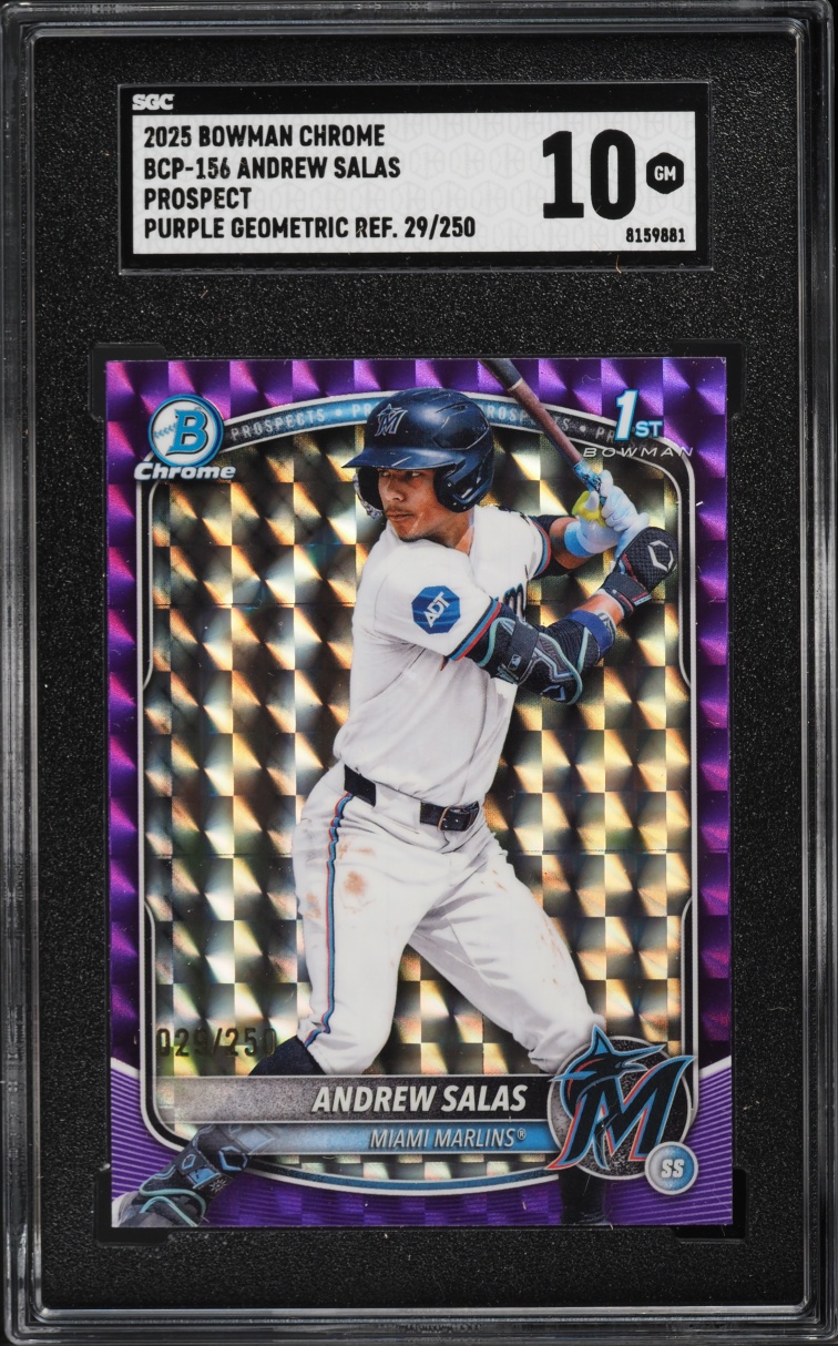 2025 Bowman Chrome Purple Geometric Refractor Andrew Salas PROSPECT /250 #BCP-156 SGC 10 GEM