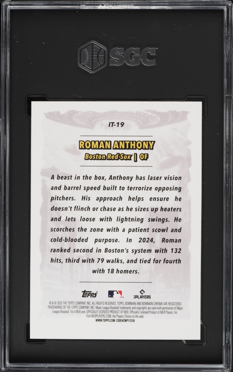2025 Bowman Chrome It Came To The League Roman Anthony #IT-19 SGC 9.5 MINT+