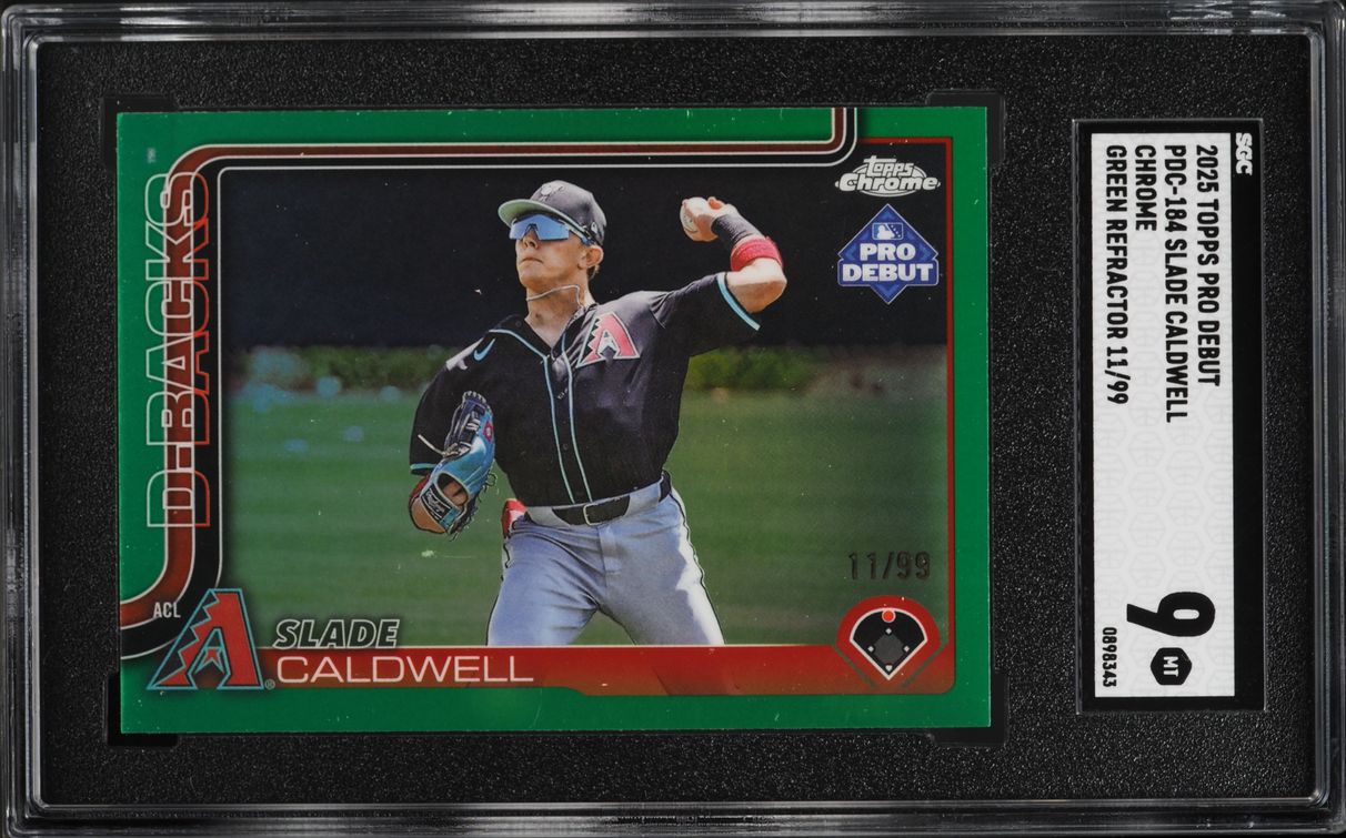 2025 Topps Chrome Pro Debut Green Refractor Slade Caldwell PROSPECT /99 #PDC-184 SGC 9 MINT
