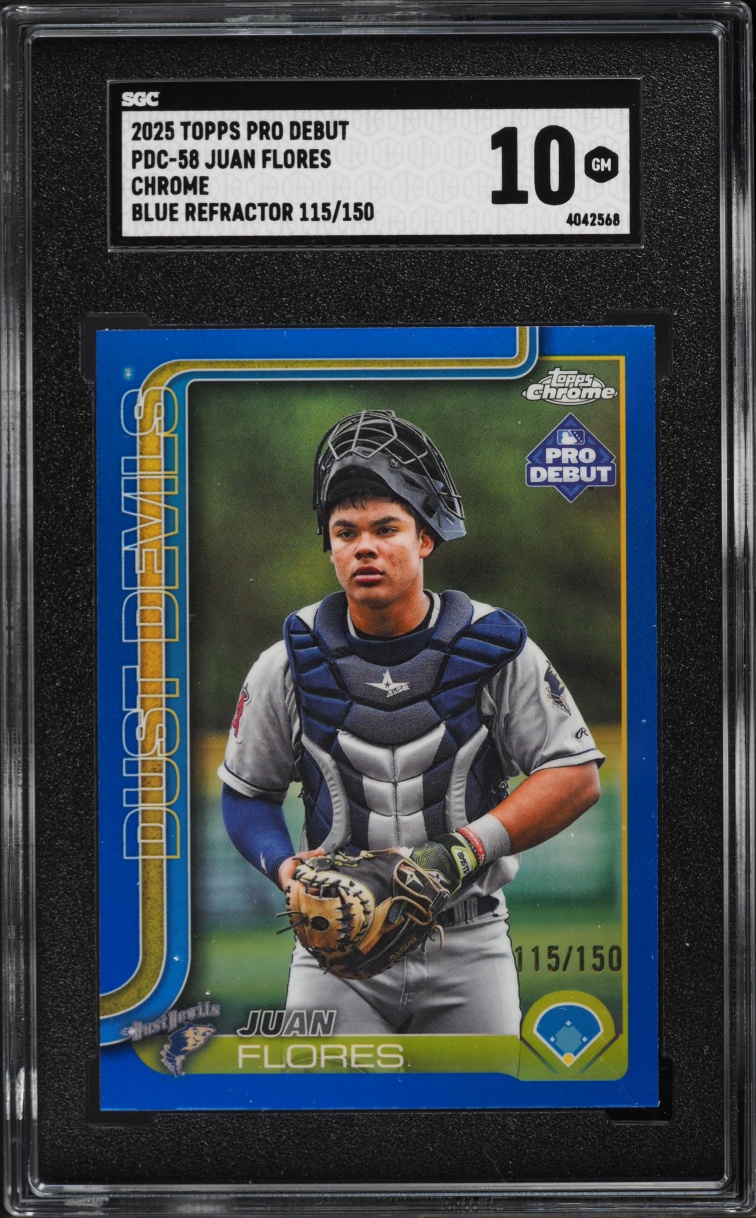 2025 Topps Chrome Pro Debut Blue Refractor Juan Flores /150 #PDC-58 SGC 10 GEM MINT