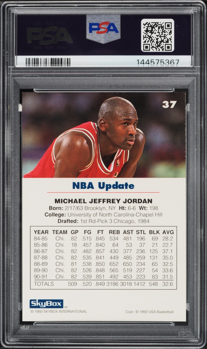 1992 Skybox USA Basketball Michael Jordan #37 PSA 9 MINT
