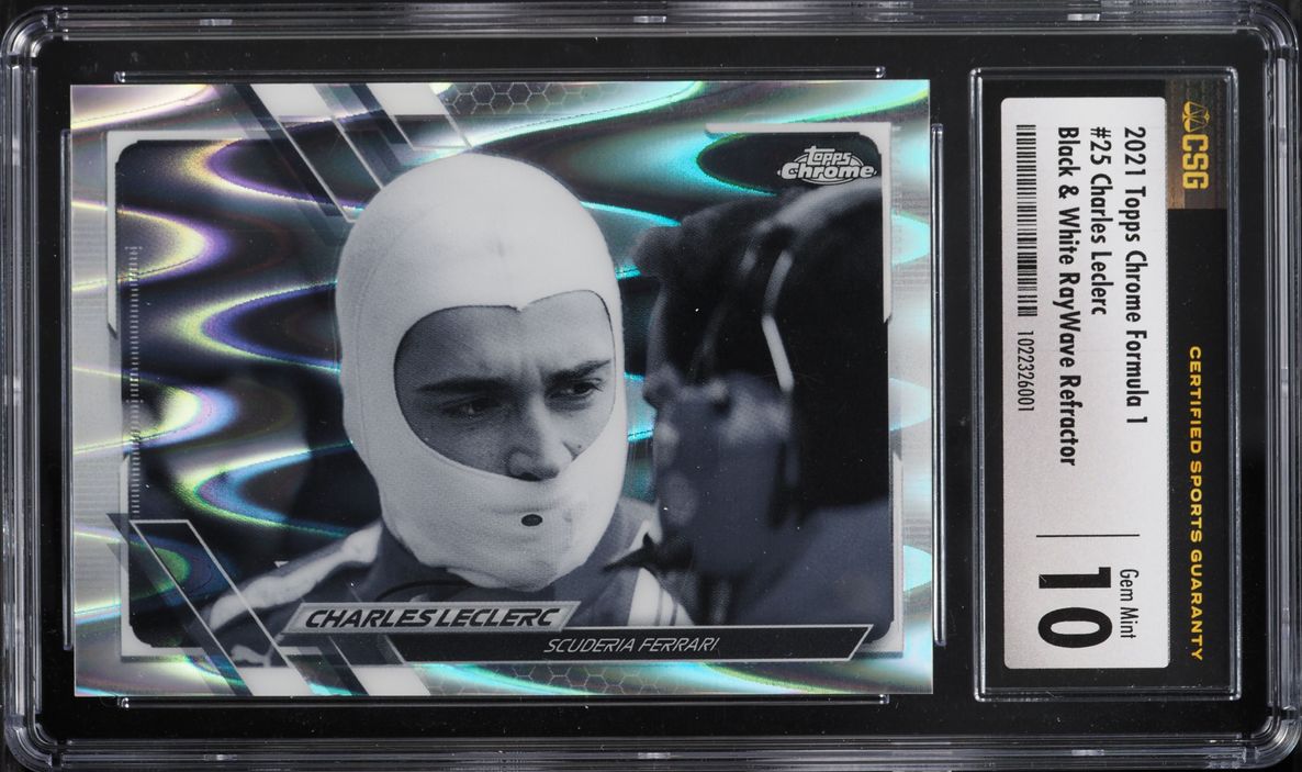 2021 Topps Chrome Formula 1 F1 Black & White RayWave Refractor Charles Leclerc #25 CSG 10