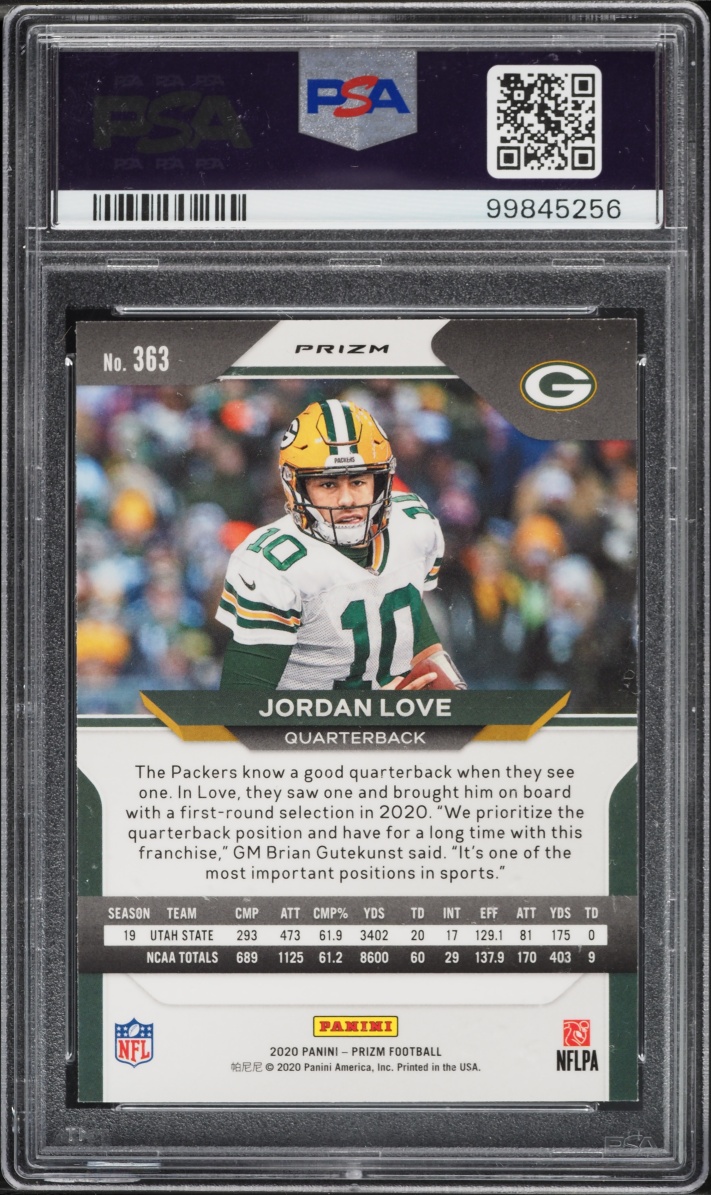 2020 Panini Prizm Silver Jordan Love ROOKIE #363 PSA 9 MINT