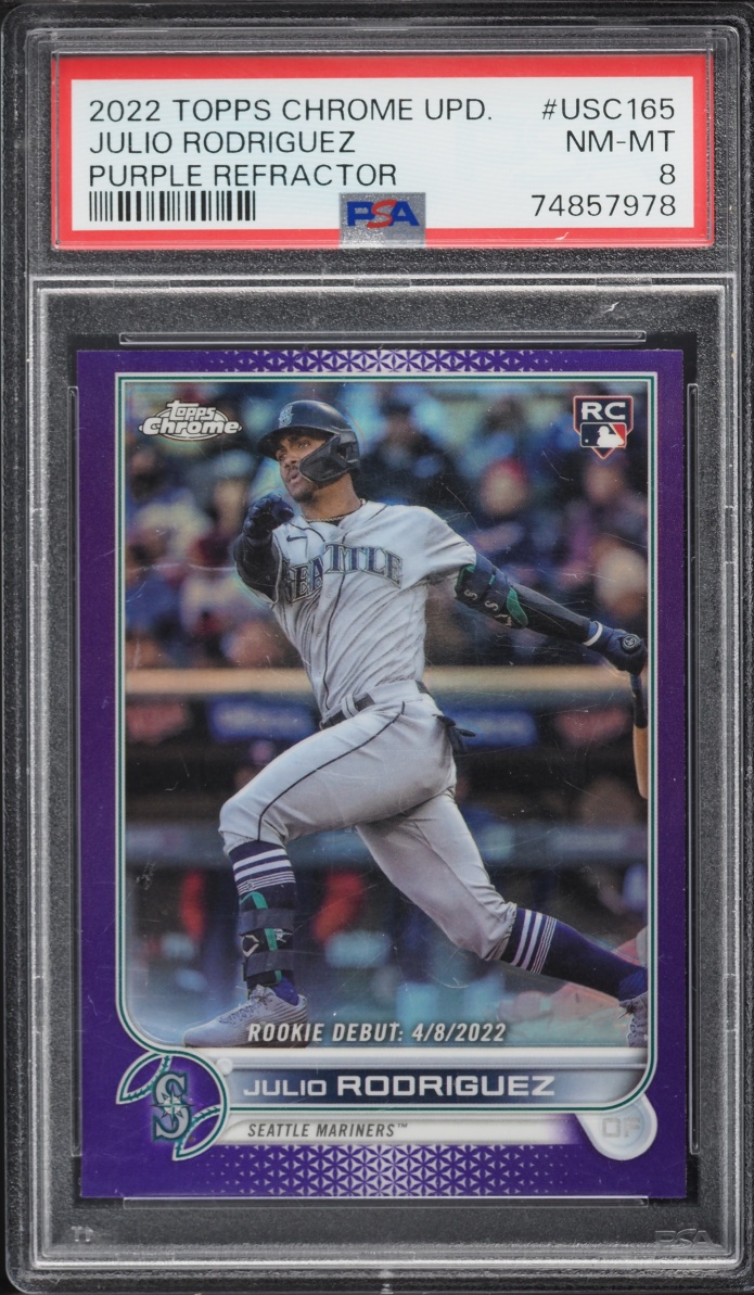 2022 Topps Chrome Update Purple Refractor Julio Rodriguez ROOKIE #USC165 PSA 8 NM-MT