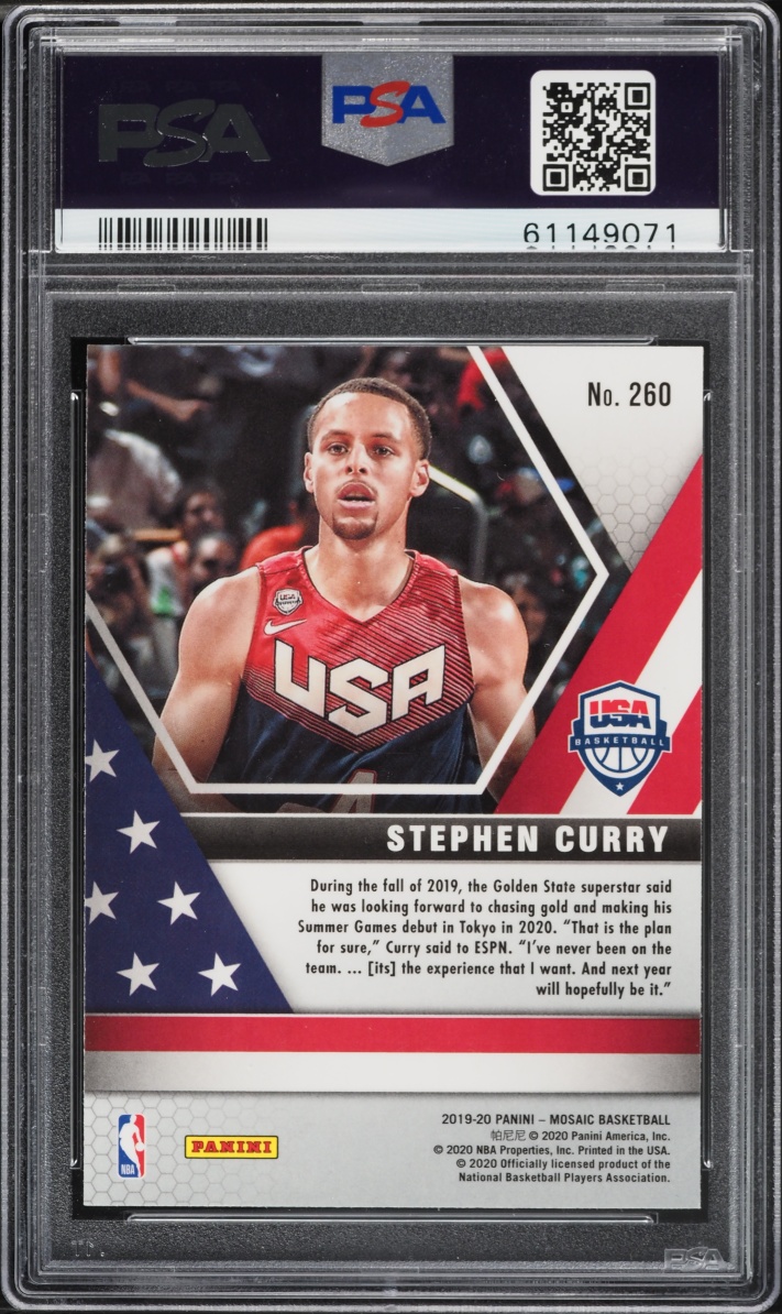 2019 Panini Mosaic Prizm Stephen Curry #260 PSA 10 GEM MINT