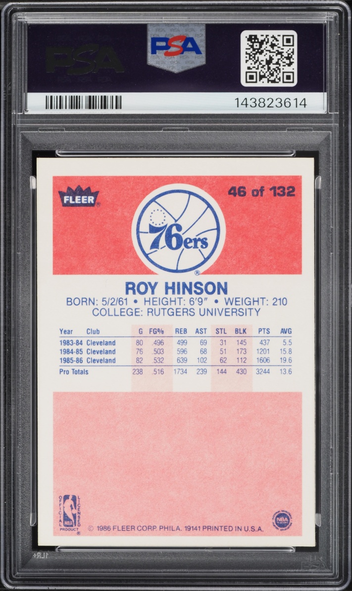 1986 Fleer Basketball Roy Hinson #46 PSA 9 MINT