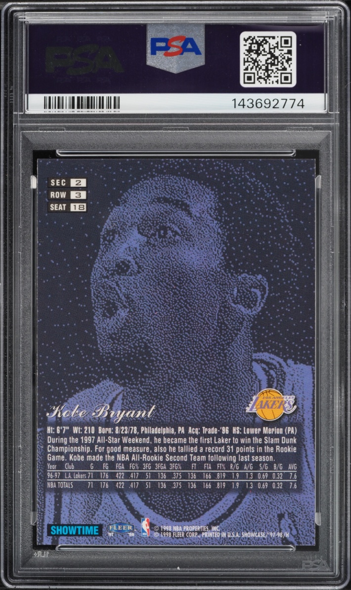 1997 Flair Showcase Row 3 Kobe Bryant #18 PSA 8 NM-MT
