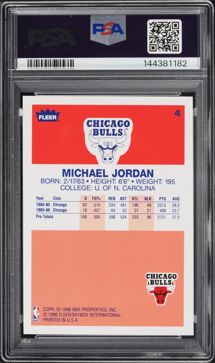 1996 Fleer Decade Of Excellence Michael Jordan #4 PSA 9 MINT