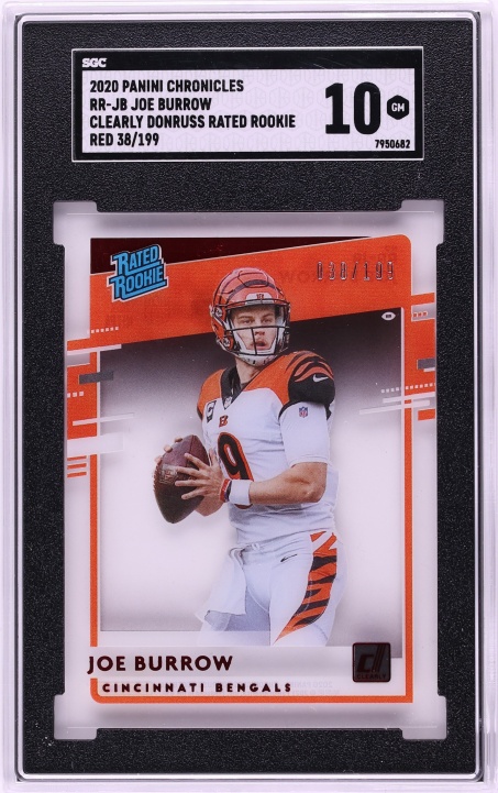 2020 Panini Chronicles Clearly Donruss Red Joe Burrow ROOKIE /199 #RR-JB SGC 10 GEM MINT