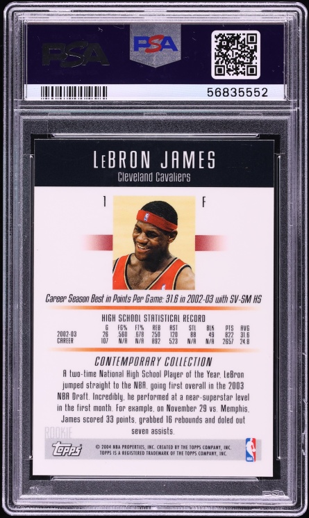 2003 Topps Contemporary Collection LeBron James ROOKIE #1 PSA 7 NRMT