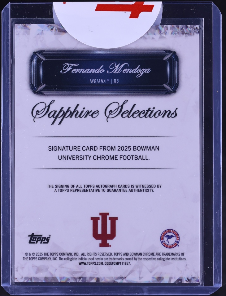 2025 Bowman Chrome University Sapphire Selections Fernando Mendoza ROOKIE AUTO #SS-FM