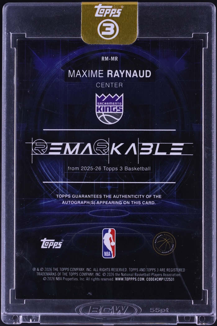 2025 Topps Three Remarkable Red Maxime Raynaud ROOKIE AUTO /5 #RM-MR