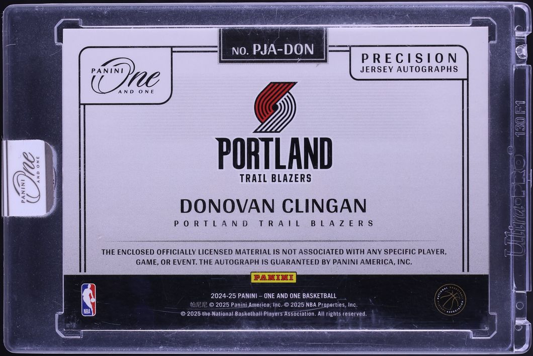 2024 Panini One And One Precision FOTL Donovan Clingan ROOKIE PATCH AUTO /15 #PJA-DON