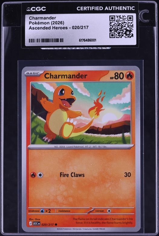 2026 Pokemon Mega Evolution Ascended Heroes Charmander #020 CGC AUTH