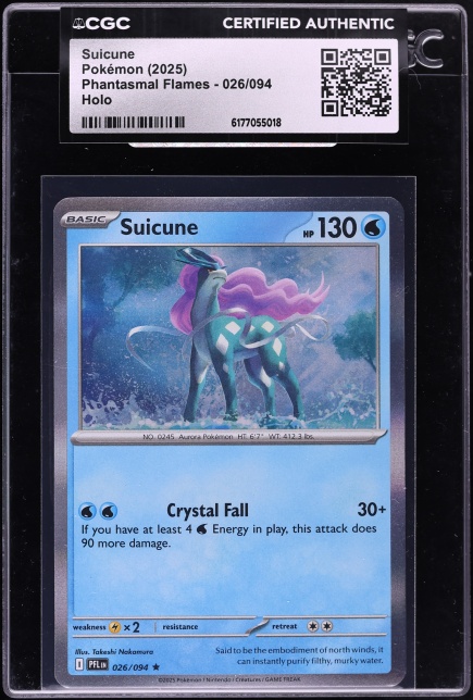 2025 Pokemon Mega Evolution Phantasmal Flames Holo Suicune #26 CGC AUTH