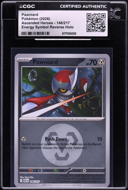2026 Pokemon Mega Evolution Ascended Heroes Energy Symbol Reverse Holo Pawniard #146 CGC AUTH
