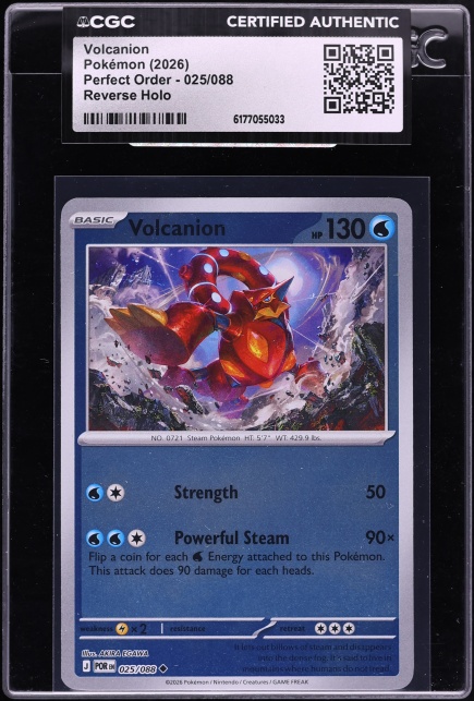 2026 Pokemon Mega Evolution Perfect Order Reverse Holo Volcanion #25 CGC AUTH