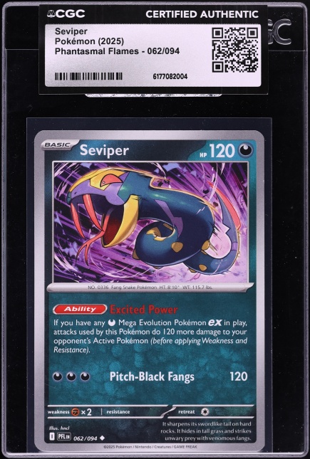 2025 Pokemon Mega Evolution Phantasmal Flames Seviper #062 CGC AUTH