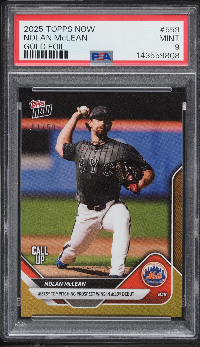 2025 Topps Now Gold Foil Nolan McLean 1/50 #559 PSA 9 MINT