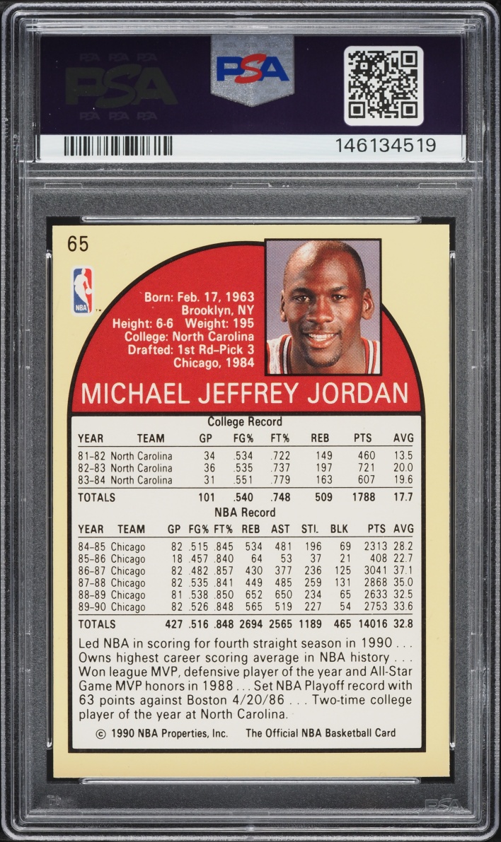 1990 Hoops Michael Jordan #65 PSA 9 MINT