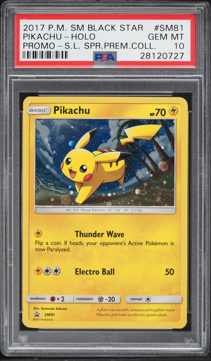 2017 Pokemon Sun & Moon Promo Shining Legends Premium Holo Pikachu #SM81 PSA 10 GEM MINT