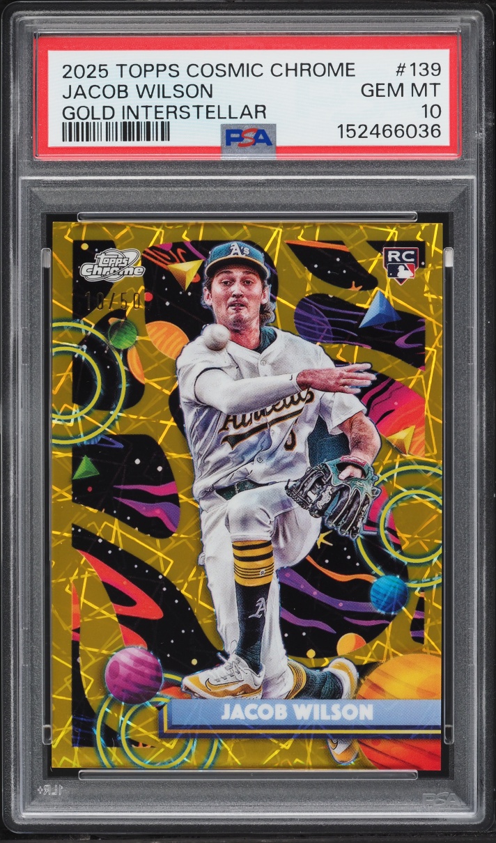 2025 Topps Chrome Cosmic Gold Interstellar Jacob Wilson ROOKIE /50 #139 PSA 10 GEM MINT