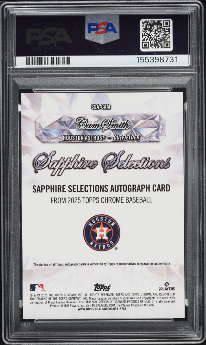 2025 Topps Chrome Sapphire Update Selections Cam Smith ROOKIE AUTO #SSA-CAM PSA 10 GEM MINT