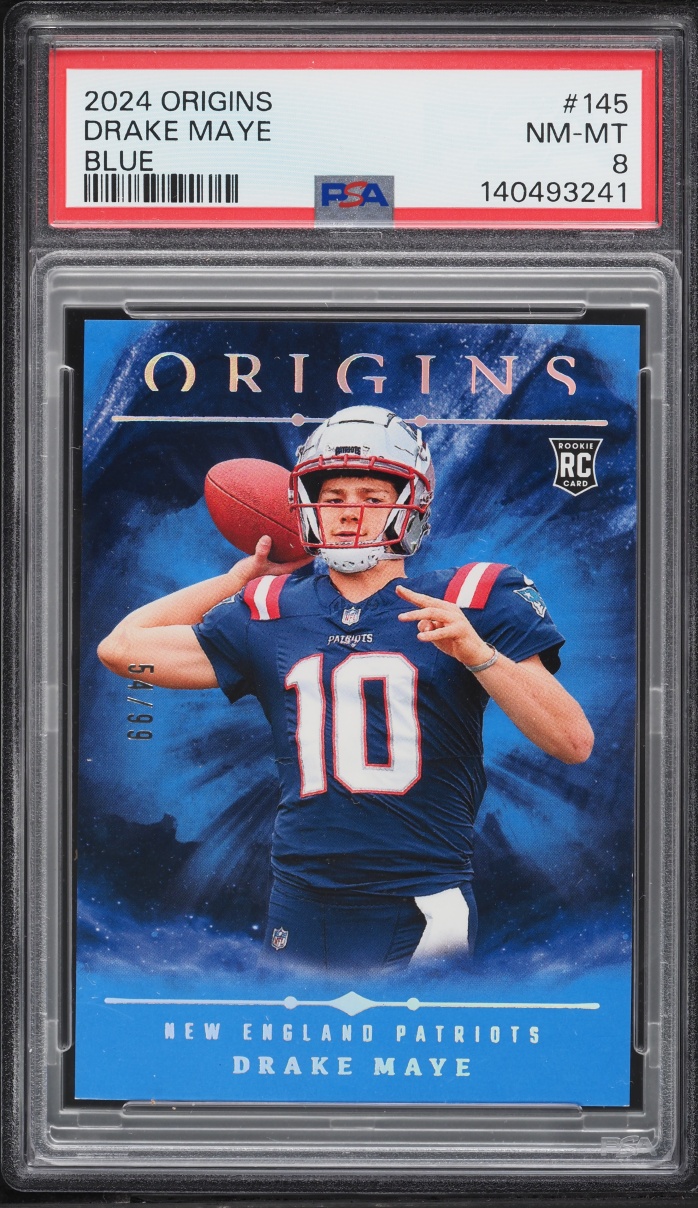 2024 Panini Origins Blue Drake Maye ROOKIE /99 #145 PSA 8 NM-MT