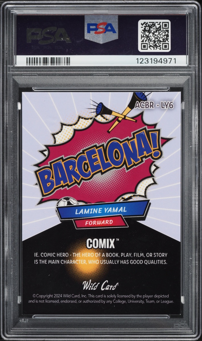 2024 Wild Card Comix Barcelona Masterpiece Blue Blue Blue Lamine Yamal ROOKIE 1/1 PSA 9 MINT