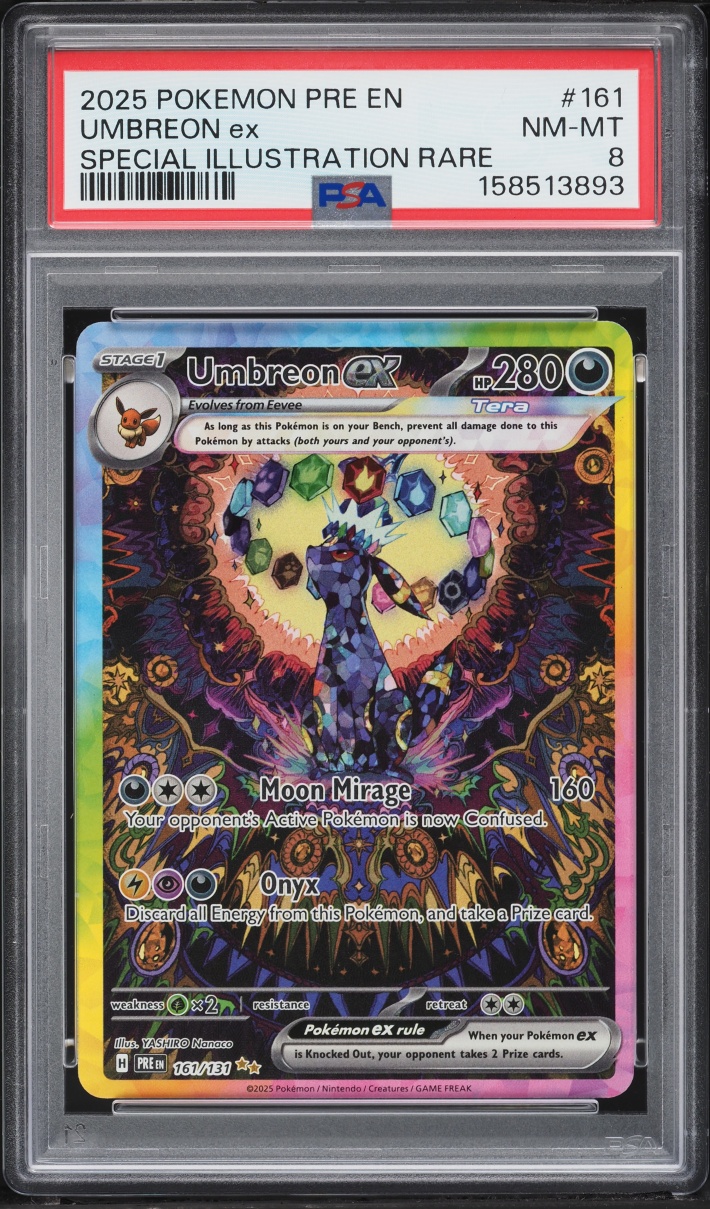 2025 Pokemon Scarlet & Violet Prismatic Evolutions SIR Umbreon Ex #161 PSA 8 NM-MT
