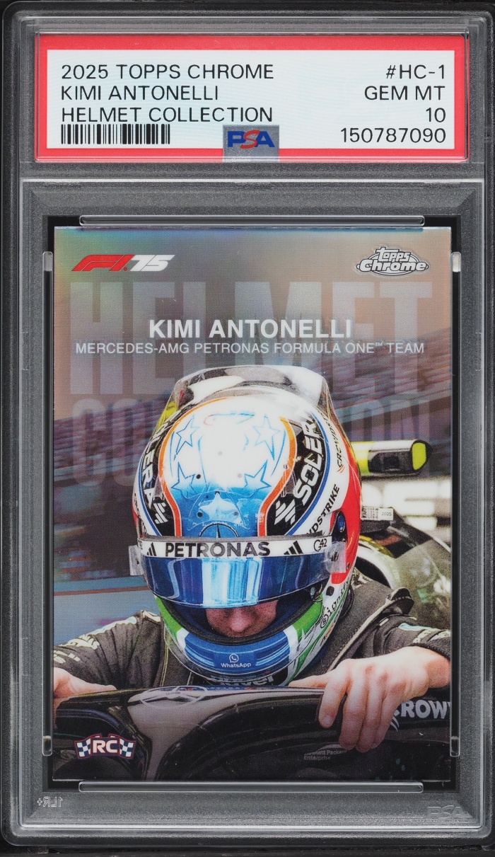 2025 Topps Chrome Formula 1 Helmet Collection Kimi Antonelli RC #HC-1 PSA 10 GEM MINT